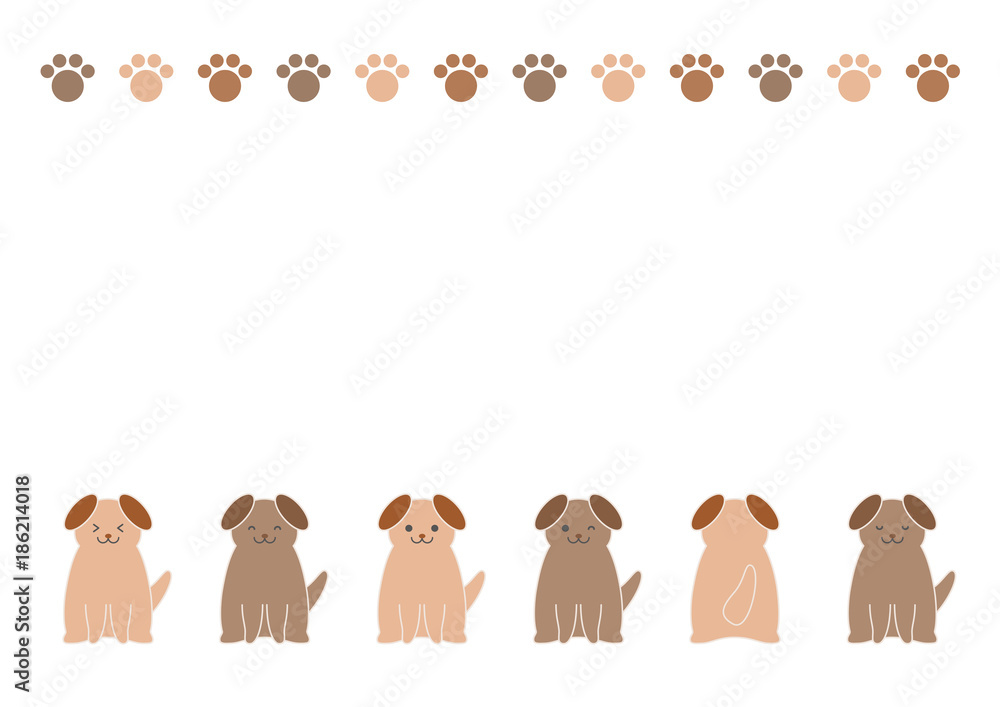犬と肉球 イラスト 素材背景 フレーム Stock Vector Adobe Stock