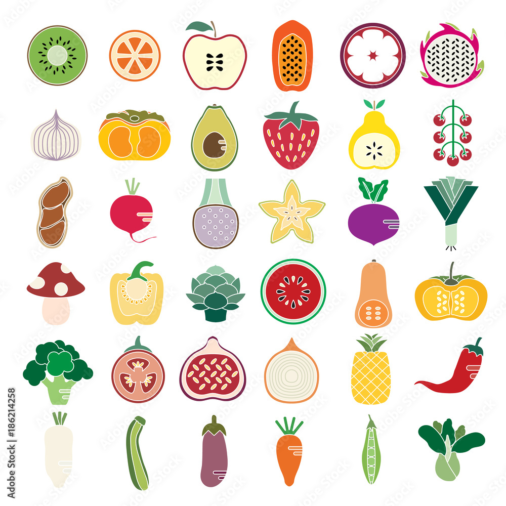 Fruit and Vegetables icon set Fruit and Vegetables icon set