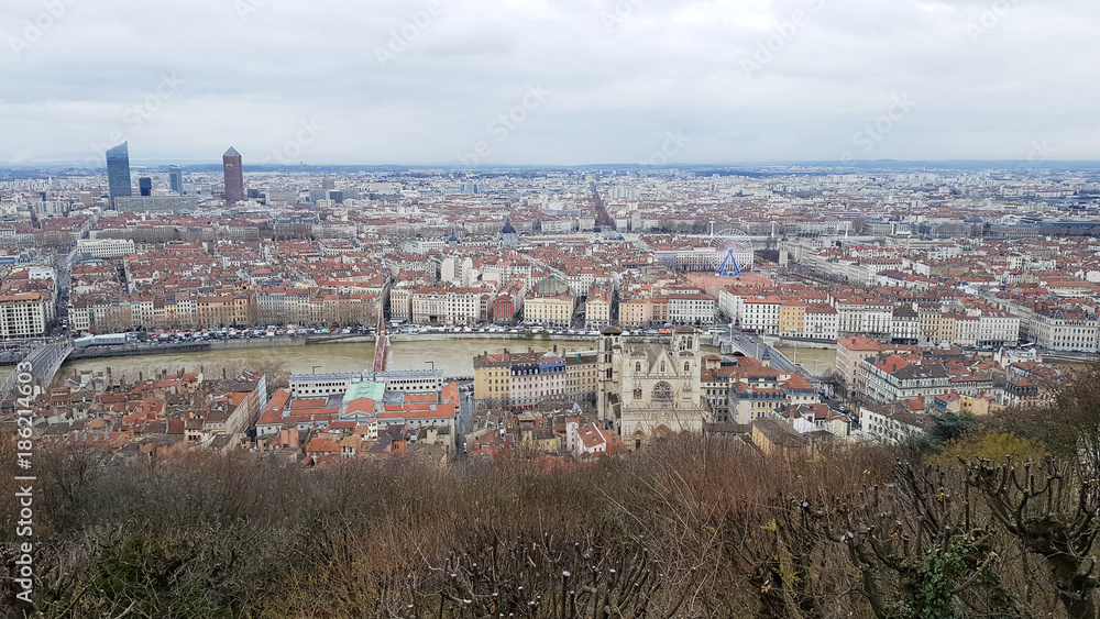 Aerial view of Lyon, France Aerial view of Lyon, France