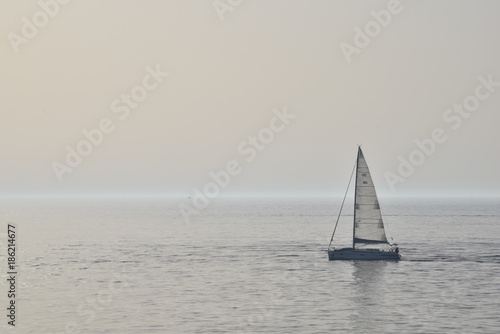 sailboat, yacht on the sunset
