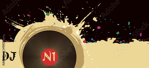 DJ business card.Golden music party banner