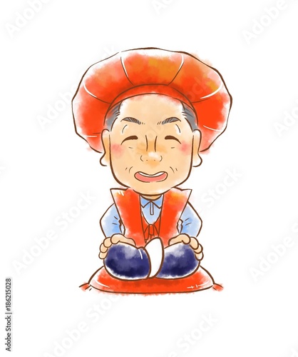 還暦のちゃんちゃんこを着ている男性