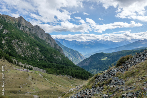 View of Gran Paradiso mountain range in Aosta valley, Italy