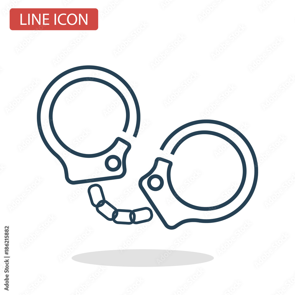 Handcuffs line icon for web and mobile design Handcuffs line icon for web and mobile design