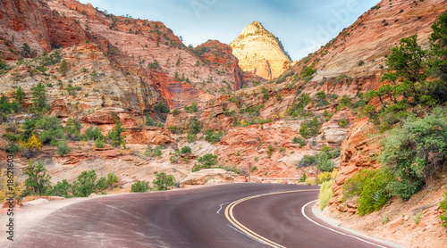 Winding Road Through Zion National Park, Utah
