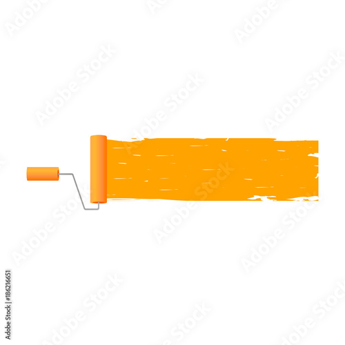 Paint roller with brush line. vector