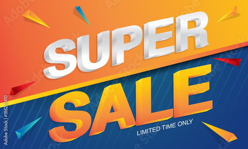 Sale concept vector banner with abstract triangle elements