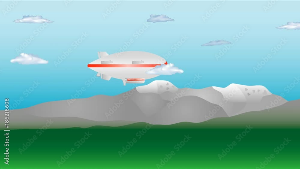 Huge zeppelin airship on sky with clouds Huge zeppelin airship on sky with clouds