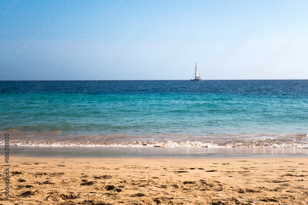 Beautiful beach and Atlantic ocean in Fuerteventura Island