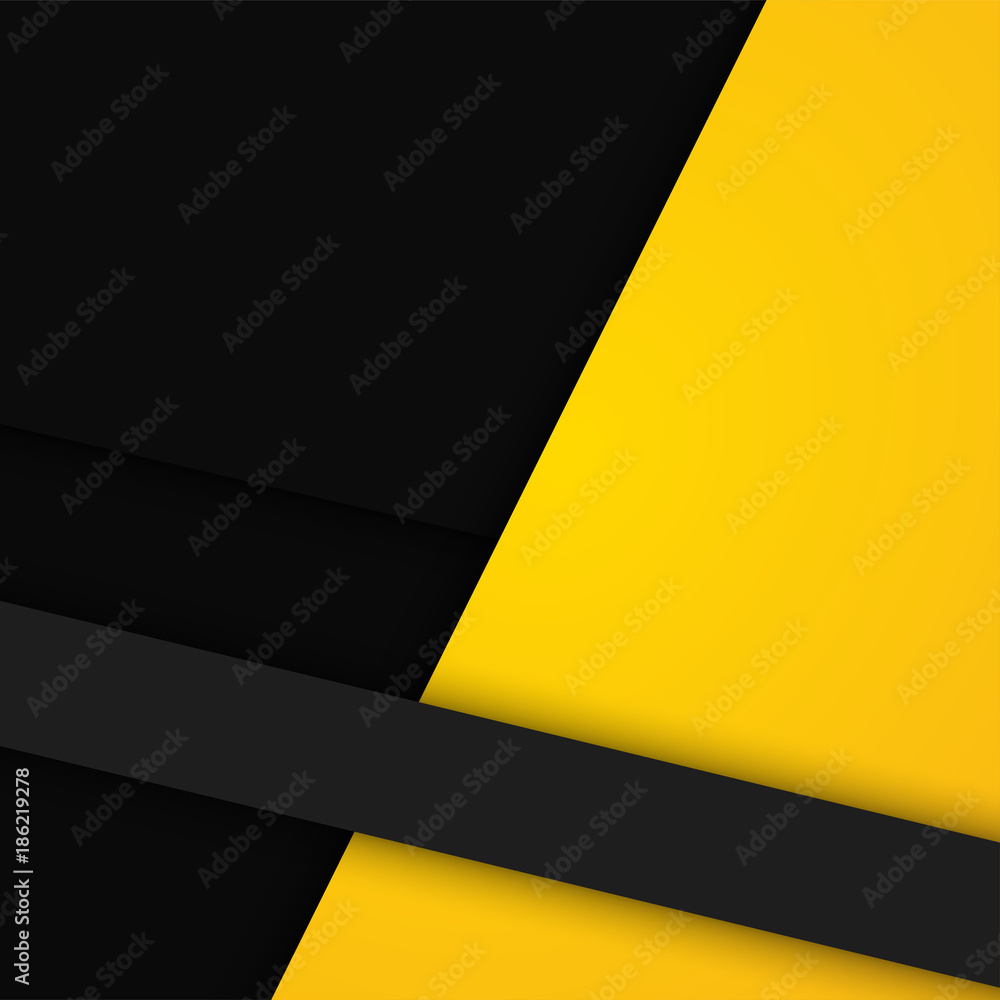 Abstract black and yellow tech geometric corporate design background. Modern business brochure