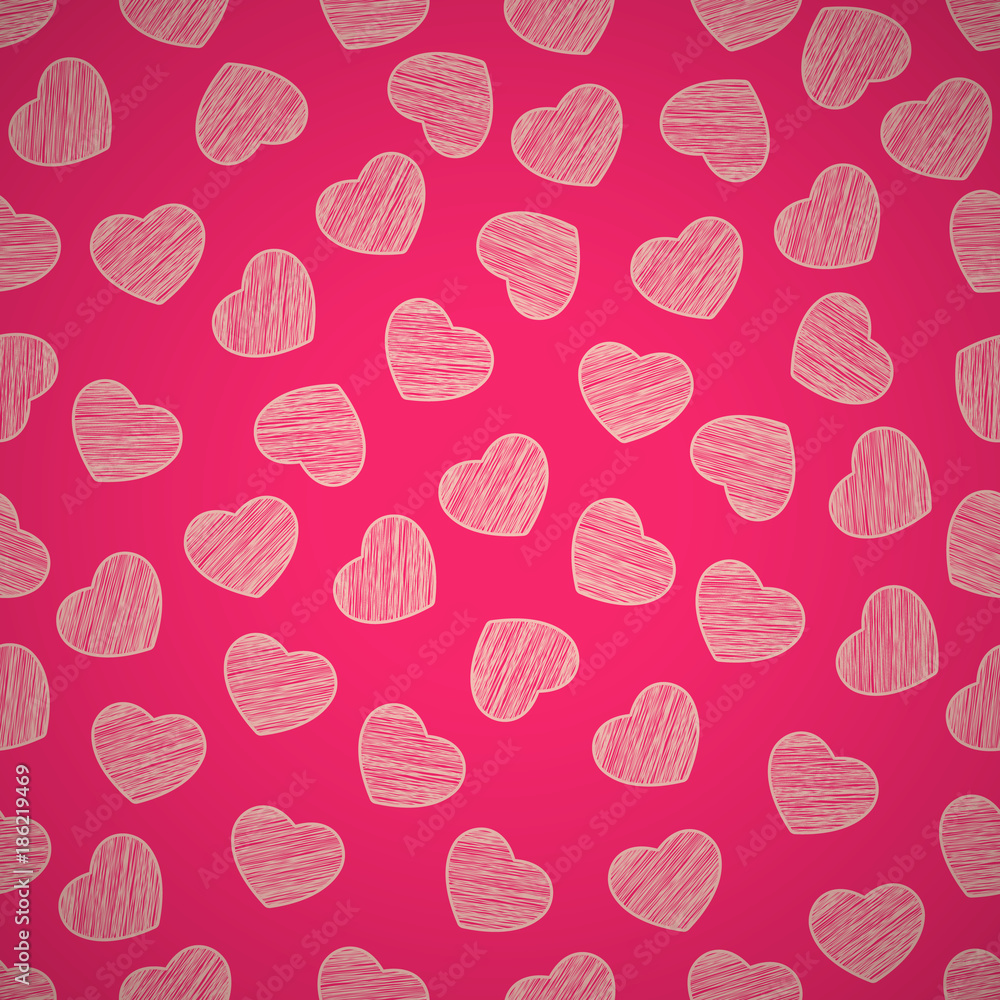 Seamless pattern from hearts on a pink background. Valentine's Day. Painted scrawl. Background for your design. Vector. Seamless pattern from hearts on a pink background. Valentine's Day. Painted scrawl. Background for your design. Vector.