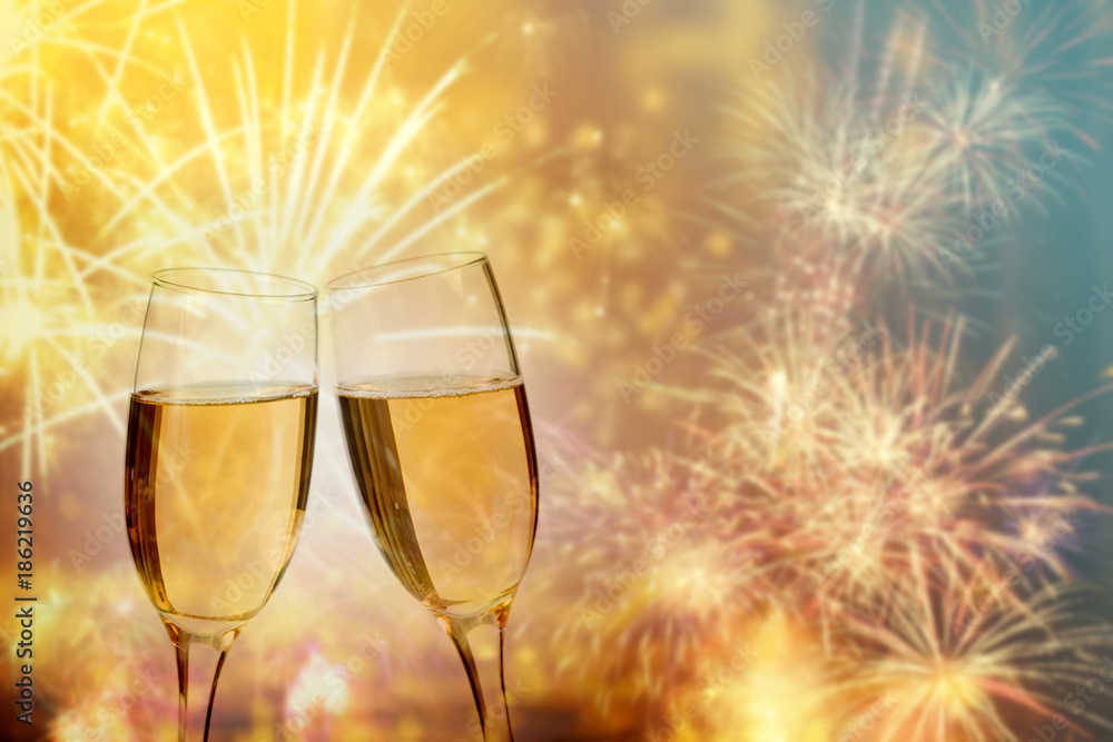 Champagne glasses on sparkling background Champagne glasses on sparkling background
