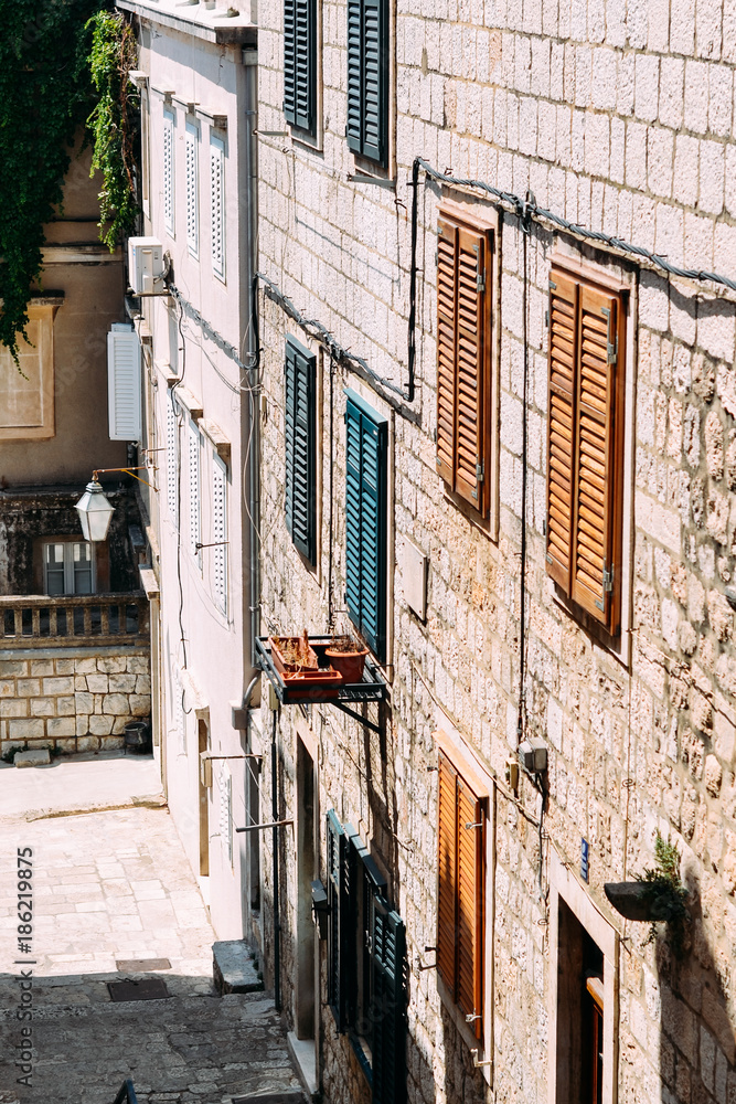 Сolored shutters in the old city of Dubrovnik