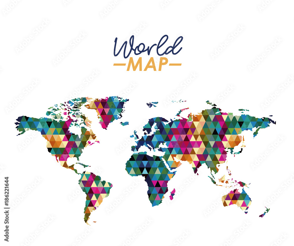Fototapeta premium world map in geometrical colorful shape silhouette