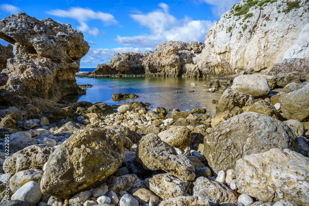 Fototapeta premium Cape Milazzo nature reserve, Piscina di Venere, Sicily, Italy, Tyrrhenian sea
