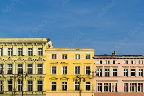 Colorful tenement houses in main square of Bydgoszcz, Poland