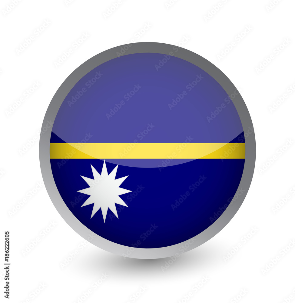 Fototapeta premium Nauru Flag Round Glossy Icon