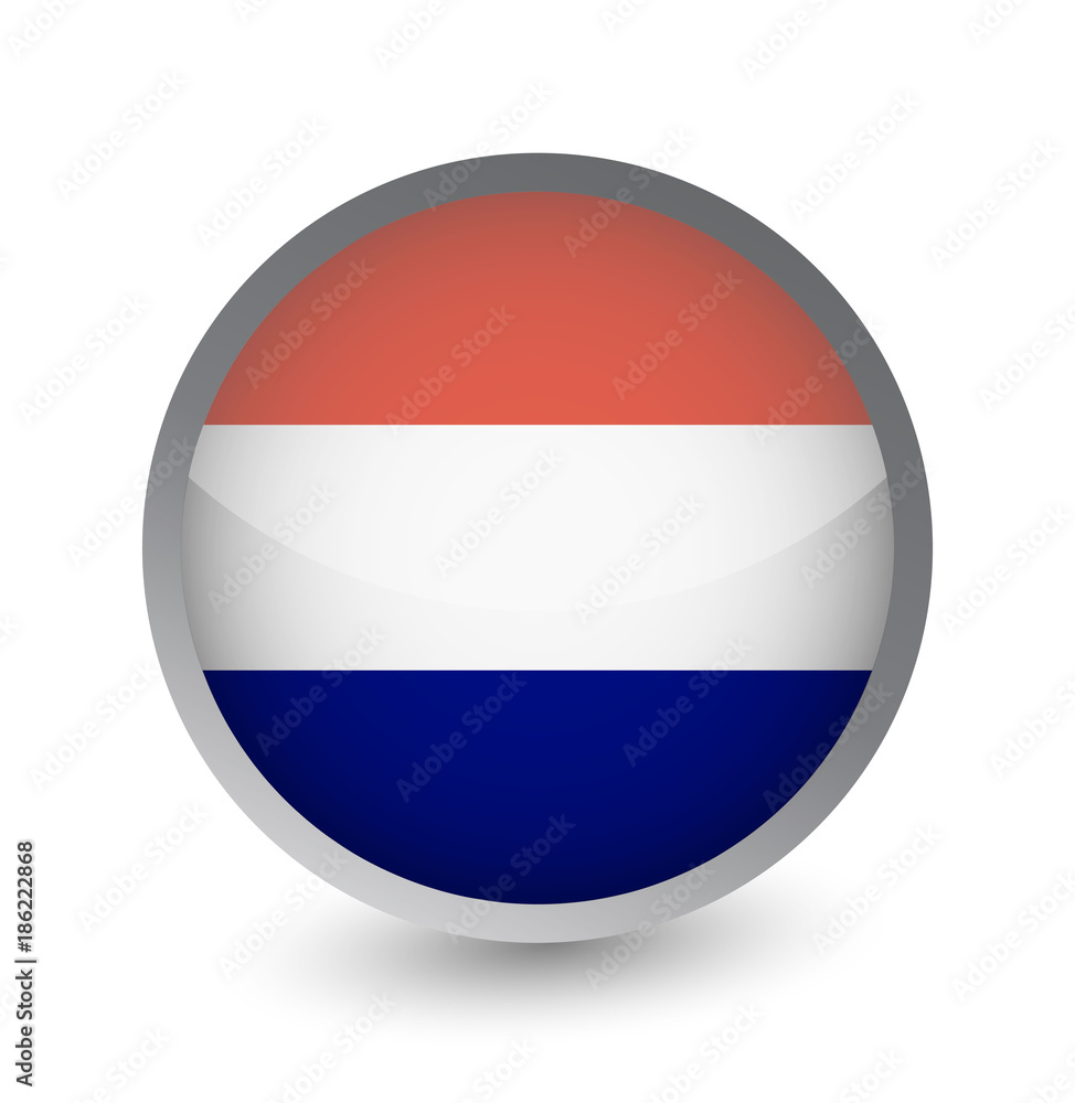 Netherlands Flag Round Glossy Icon Netherlands Flag Round Glossy Icon