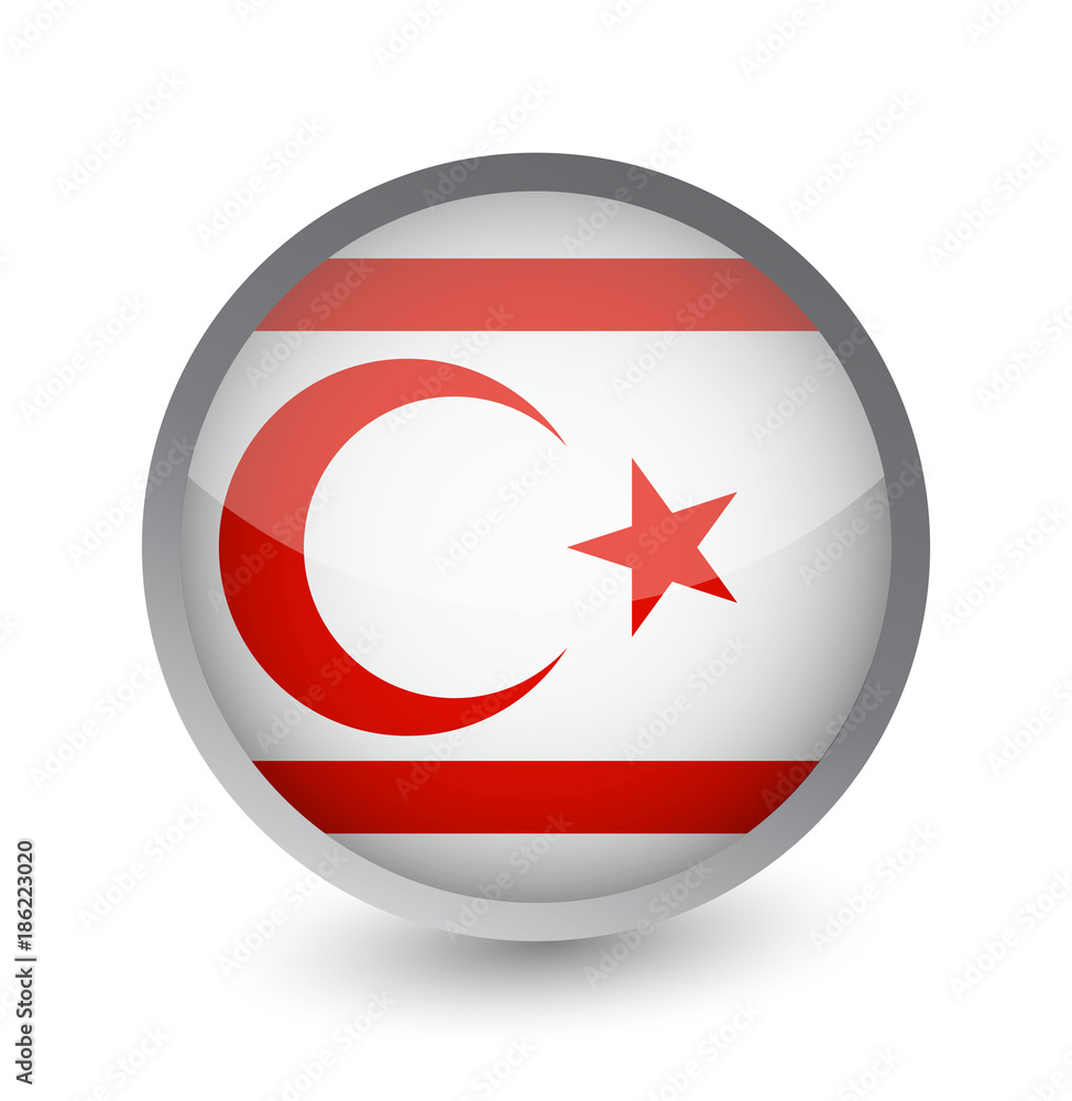Northern Cyprus Flag Round Glossy Icon Northern Cyprus Flag Round Glossy Icon