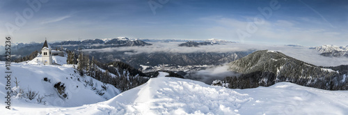 Winter view from the top of Monte Lussari, Italy
