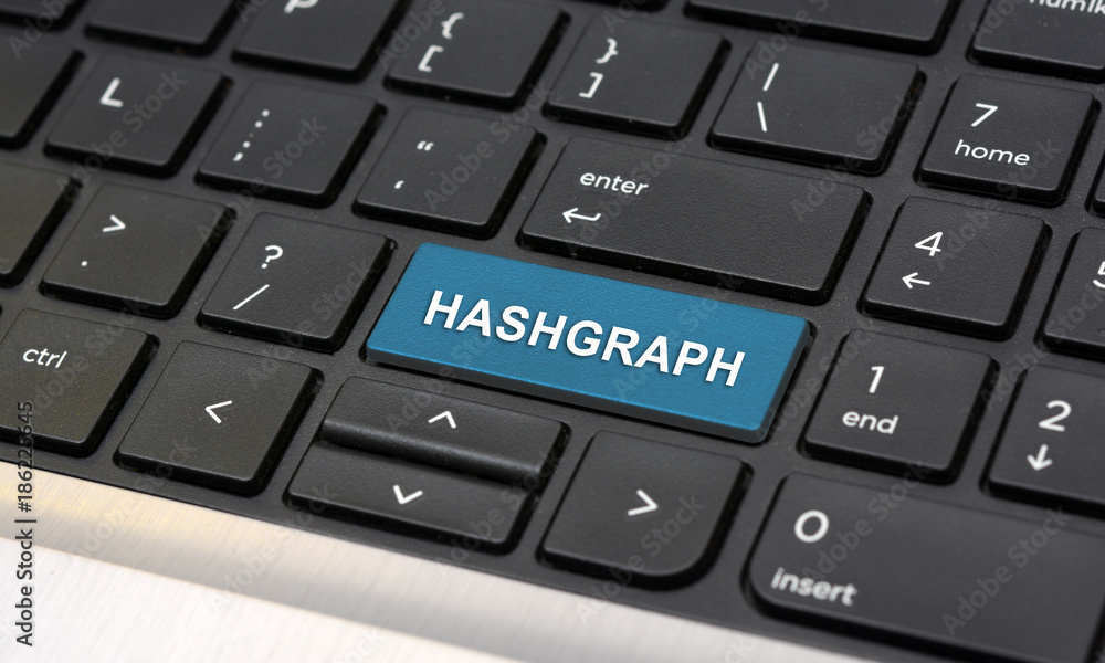 Hashgraph New cryptocurrency term on keyboard closeup Hashgraph New cryptocurrency term on keyboard closeup