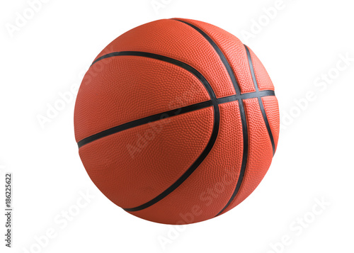 Vászonkép Basketball isolated on a white background as a sports and fitness symbol of a team leisure activity playing with a leather ball dribbling and passing in competition tournaments