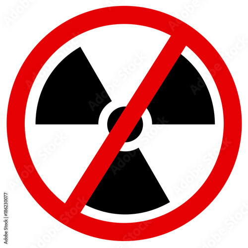 Phase-out and discontinuation of atomic and nuclear power. Symbol of radioactivity is crossed out. Vector illustration