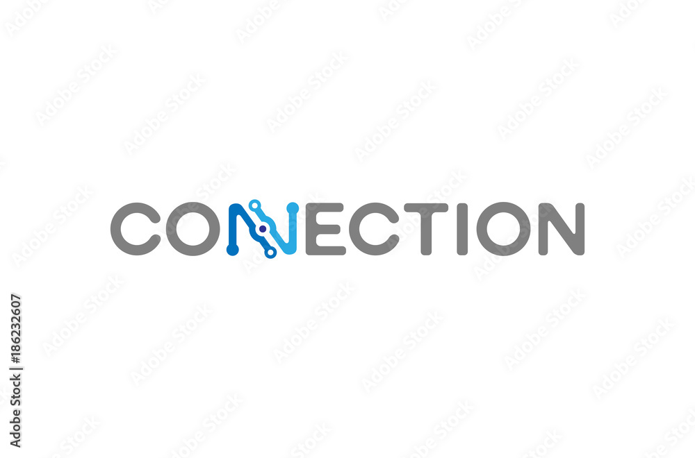 Connection Typography Logo Symbol Design Illustration