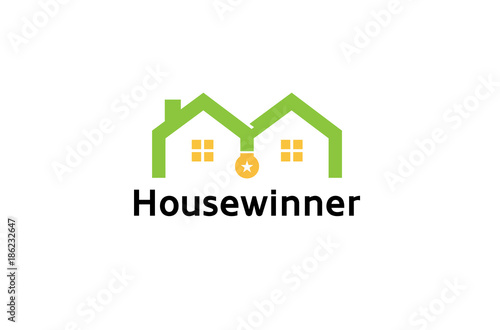 House Roof Medal Logo Symbol Design Illustration
