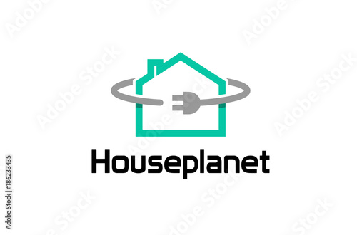 House Plug Power symbol logo design illustration