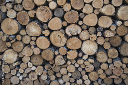 A pile of wooden logs