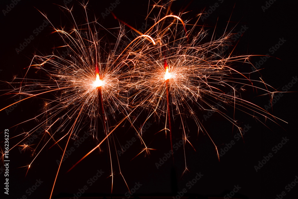 Festive new year fourth of july fireworks black background