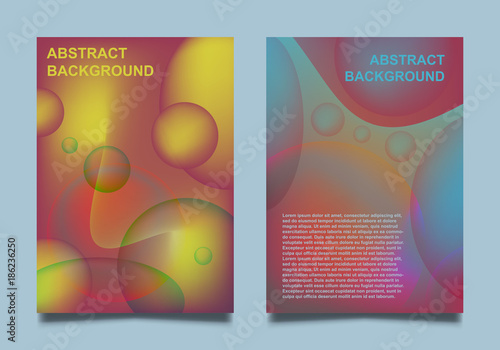 Fluid bubble shape poster or banner covers set with modern hipster background colorful. Vector template for flyer, mockup for presentation and reports. Futuristic cosmos gradient planet sphere