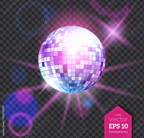 Violet disco ball with light rays
