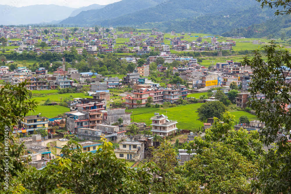 View from the Peace Pagoda viewpoint on the Pokhara town.
