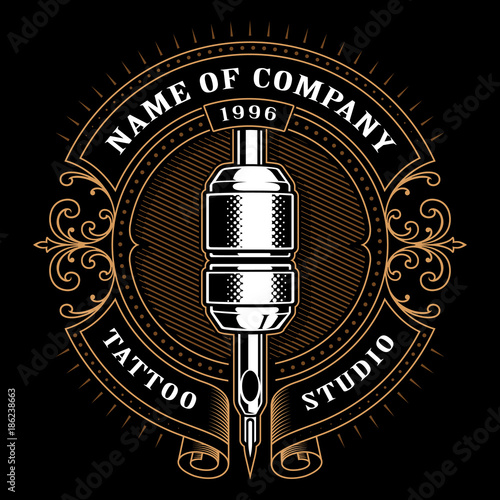 Vintage tattoo studio emblem_1 (for dark background)