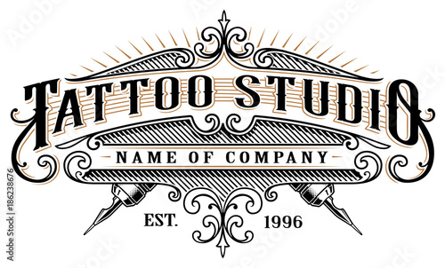 Vintage tattoo studio emblem_2 (for white background)