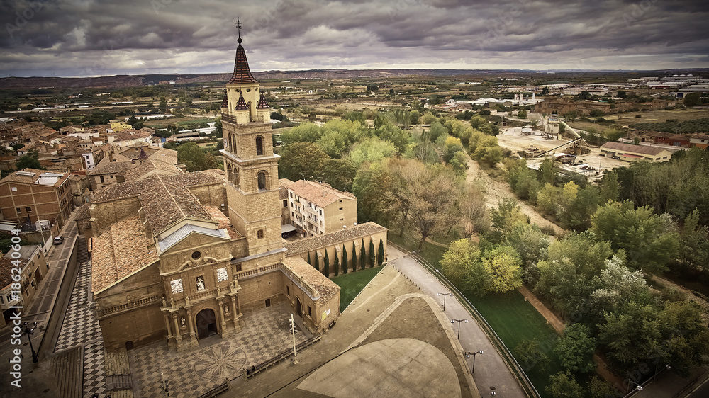Fototapeta premium cloudy sky in Calahorra village in La Rioja province, Spain