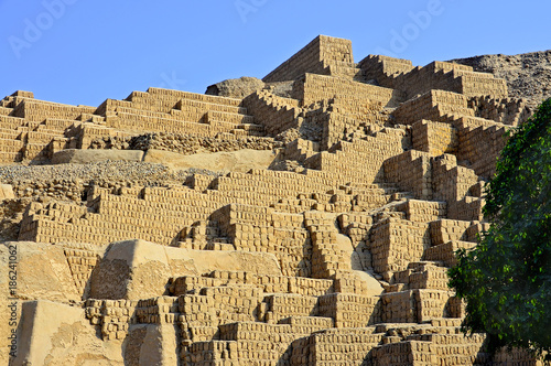 Huaca Pucllana -  a  clay pyramid located in the Miraflores district of central Lima, Peru, photo