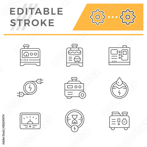 Set line icons of electrical generator