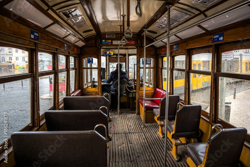 From inside the Lisbon tram.
