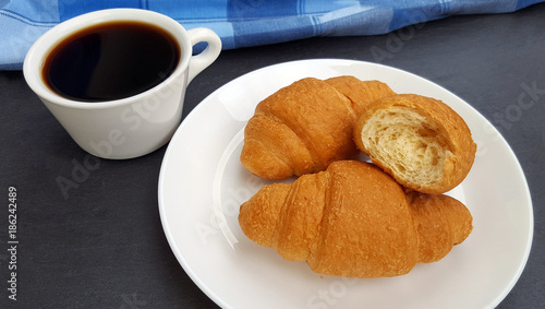  Fresh croissants and coffee for breakfast