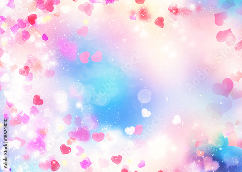 Valentines day blurred background.Hearts  illustration.