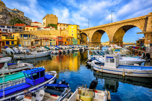 Old fishing port in Marseilles, Provence, France photo