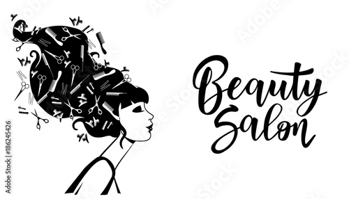 Vector illustration of black woman silhouette.