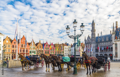 Grote Markt square in medieval city Brugge, Belgium. photo