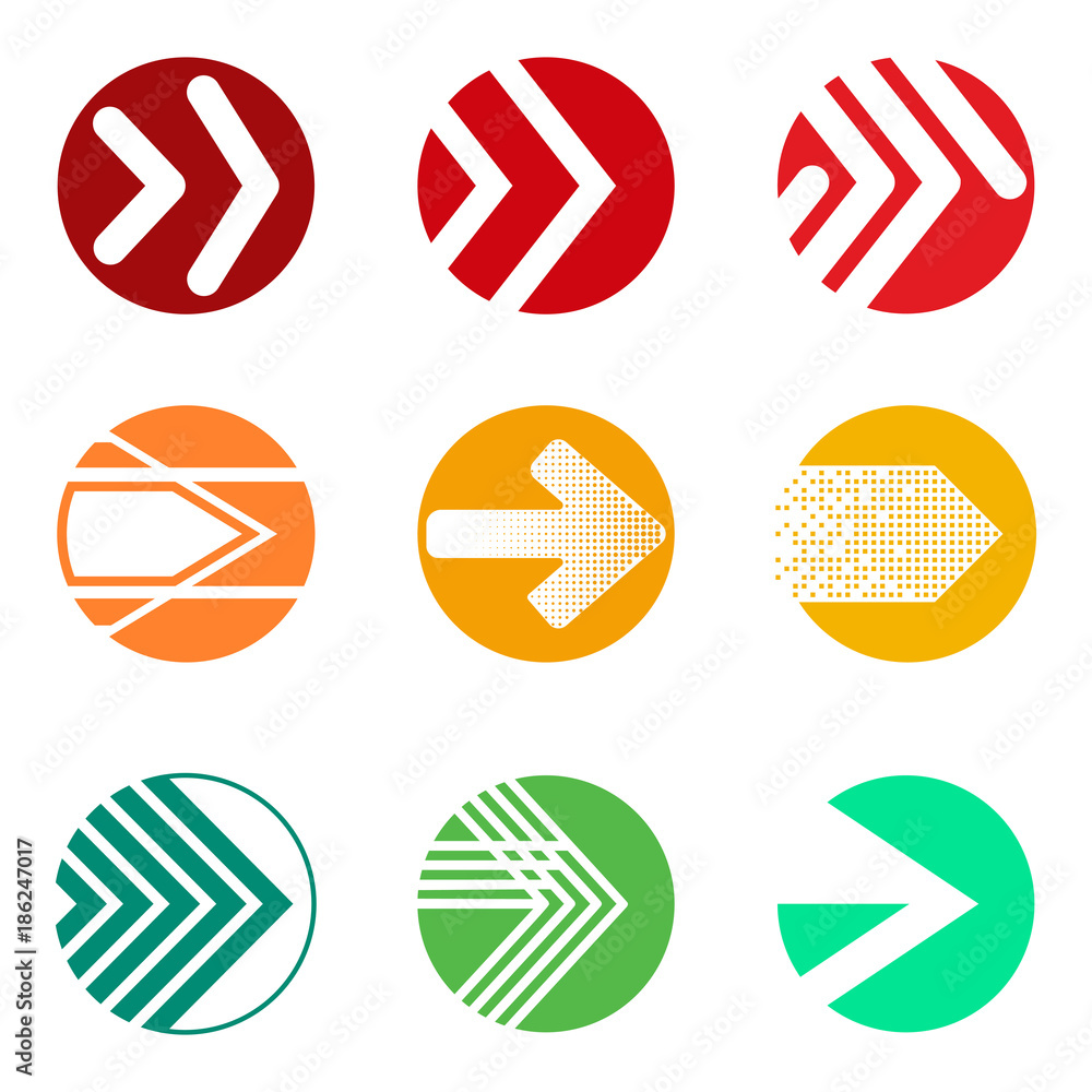 Multicolored abstract arrow icons. Elements for design. Vector illustration.