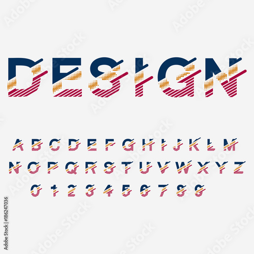 Modern abstract typographic font and alphabet. Minimal design. Vector Illustration.