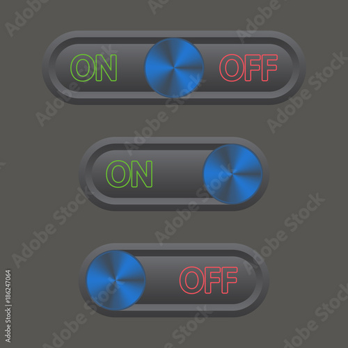 Icon set On and Off Toggle switch button. Vector illustration.