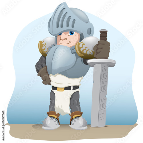 Knight with a sword, medieval warrior. Ideal for comics and fantasy tales